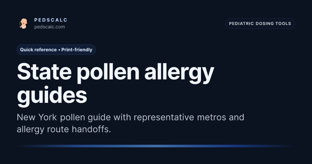 State pollen allergy guides for kids