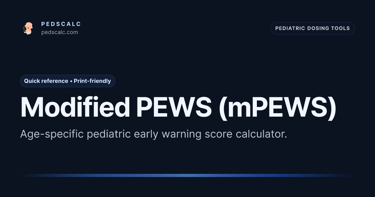 PEWS Calculator | Modified Pediatric Early Warning Score
