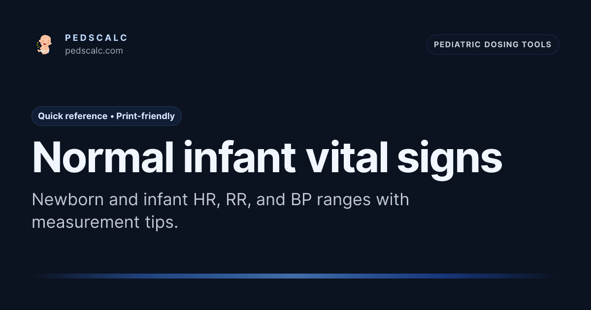 Normal infant vital signs by age